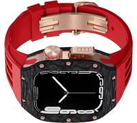 JZWCHQ Actualice la caja de relojes de fibra de carbono de titanio y la banda de goma de titanium, para 8/6/6/SE/5/4 45 mm de 44 mm Serie Vela Store Sport Sport con accesorios de relojes de cierre