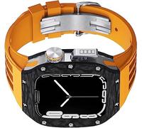 JZWCHQ Actualice la caja de relojes de fibra de carbono de titanio y la banda de goma de titanium, para 8/6/6/SE/5/4 45 mm de 44 mm Serie Vela Store Sport Sport con accesorios de relojes de cierre