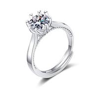 JZWCHQ Anillos Abiertos para Mujeres, Anillo Ajustable Plateado moissanite Zircon Anillo de Joyas románticas Regalo para niñas Mujeres Compromiso de Pareja Boda eternidad Anillo de Navidad Regalo