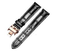 JZWCHQ Banda de reloj casual Brotfskin Business Watch Band Compatible compatible con Bands de correa de reloj 13,14,15,18,19, 21 mm (Black Black Rose, 18 mm)