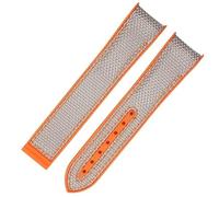 JZWCHQ Banda de reloj de silicona de nylon de goma de 20 mm de 20 mm para Omega GMT Planet Ocean Seamaster Diver 300 Curvado de reloj de color naranja