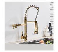 JZWCHQ Blackend Spring Kitchen Grifo extrae el rociador Lateral Dual Suchador Un Solo manejo de la Mezcla de Grifo del Fiscal del Fregadero 360 Rotación de la Cocina (Negro Mate a)