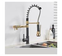 JZWCHQ Blackend Spring Kitchen Grifo extrae el rociador Lateral Dual Suchador Un Solo manejo de la Mezcla de Grifo del Fiscal del Fregadero 360 Rotación de la Cocina (Negro Mate a)