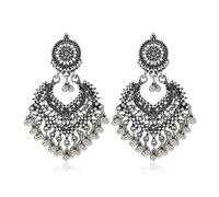 JZWCHQ Boho Ball DE TASEL Declaración Colgantes para Mujeres Girls Vintage Flower Heart Chandelier Drop Drop Rangling Pendiendo Regalos de Joyas de Bollywood para Jhumka Festival Holiday Christmas