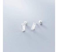 JZWCHQ boucles d'oreilles Dames, S925 Boucles D'Oreilles en Argent Femme Mode Coréenne Simple Style Littéraire Simple Diamant Boucles D'Oreilles RectangulairesUne paire