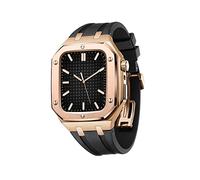 JZWCHQ Bumper de metal a prueba de gotas con estuche de banda de lujo de correa para 45 mm de 44 mm, caja protectora resistente para la banda de silicona de la serie IWatch 7/6/5/4 SE