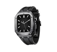 JZWCHQ Bumper de metal a prueba de gotas con estuche de banda de lujo de correa para 45 mm de 44 mm, caja protectora resistente para la banda de silicona de la serie IWatch 7/6/5/4 SE