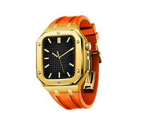 JZWCHQ Bumper de metal a prueba de gotas con estuche de banda de lujo de correa para 45 mm de 44 mm, caja protectora resistente para la banda de silicona de la serie IWatch 7/6/5/4 SE