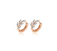 JZWCHQ Cartílago de Hoja Cz Pendientes de aro pequeño para Mujeres 925 Sterling Silver Cubic Zirconia Hojas de racimo de Hojas Redondas Tragus Ear Oreja Perforada Hoops 8 mm
