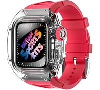 JZWCHQ Caso de reloj de glaciar transparente+Kit de modificación de Sport Sport Urban Store de silicona, para la serie Ultra 8 49mm 7 6 5 4 SE 44 mm de 45 mm Reemplazo de la banda de reloj de goma