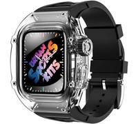 JZWCHQ Caso de reloj de glaciar transparente+Kit de modificación de Sport Sport Urban Store de silicona, para la serie Ultra 8 49mm 7 6 5 4 SE 44 mm de 45 mm Reemplazo de la banda de reloj de goma