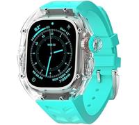 JZWCHQ Caso de reloj de glaciar transparente+Kit de modificación de Sport Sport Urban Store de silicona, para la serie Ultra 8 49mm 7 6 5 4 SE 44 mm de 45 mm Reemplazo de la banda de reloj de goma