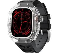 JZWCHQ Caso de reloj de glaciar transparente+Kit de modificación de Sport Sport Urban Store de silicona, para la serie Ultra 8 49mm 7 6 5 4 SE 44 mm de 45 mm Reemplazo de la banda de reloj de goma