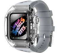 JZWCHQ Caso de reloj de glaciar transparente+Kit de modificación de Sport Sport Urban Store de silicona, para la serie Ultra 8 49mm 7 6 5 4 SE 44 mm de 45 mm Reemplazo de la banda de reloj de goma