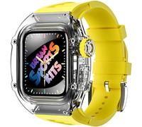 JZWCHQ Caso de reloj de glaciar transparente+Kit de modificación de Sport Sport Urban Store de silicona, para la serie Ultra 8 49mm 7 6 5 4 SE 44 mm de 45 mm Reemplazo de la banda de reloj de goma