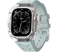 JZWCHQ Caso de reloj de glaciar transparente+Kit de modificación de Sport Sport Urban Store de silicona, para la serie Ultra 8 49mm 7 6 5 4 SE 44 mm de 45 mm Reemplazo de la banda de reloj de goma