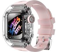 JZWCHQ Caso de reloj de glaciar transparente+Kit de modificación de Sport Sport Urban Store de silicona, para la serie Ultra 8 49mm 7 6 5 4 SE 44 mm de 45 mm Reemplazo de la banda de reloj de goma