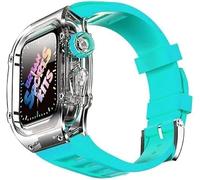 JZWCHQ Caso de reloj transparente de hielo con Kit de modificación de la correa de fluoración, para la serie 8 7 45 mm, banda de cubierta de reloj transparente, para iWatch SE 6 5 4 44 mm