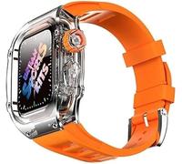 JZWCHQ Caso de reloj transparente de hielo con Kit de modificación de la correa de fluoración, para la serie 8 7 45 mm, banda de cubierta de reloj transparente, para iWatch SE 6 5 4 44 mm