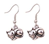 JZWCHQ Colgante Elegante Bonito Lindo Pendientes Colgantes De Gancho De Alambre De Oreja De Gato Acostado De Plata Tibetana