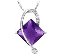 JZWCHQ Colgante Elegante Collar Chapado En Oro Blanco Circonita Modelo De Forma Cuadrada, Color: Azul (Color : Purple Zirconia)