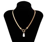 JZWCHQ Collar Colgante de Perlas Mujeres Dama Regalo Creative Smooth Flat Snake Cadena para Elegantes Regalos barrocos