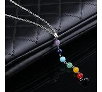 JZWCHQ Collar con Colgante de Piedra Natural para Hombre y Mujer, Piedra Preciosa Natural, 7 Cuentas, Chakras y Reiki, Punto de curación, Collar de Yoga