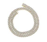 JZWCHQ Collar de 21k de Oro sobre 925 Plateado de 9 mm de Hip-Hop, Cadena de Cuello Cubano de moissanita densamente Establecido, Presente dinámico para Tendencias o Ocasiones Especiales, Regalos de