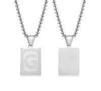 JZWCHQ Collar de declaración para Mujeres, Collar de Acero Inoxidable Letra Cuadrada Colgante Colgante de Colgantes Regalo de joyería para mamá Mujeres niñas