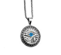 JZWCHQ Collar de Plata de Ley 925 con Ojo de Horus para Hombres y Mujeres, Collar Punk Rock para los Ojos Que Todo lo Ven, Collar Unisex de Ojo de Ra, Collar con Colgante de Ojo de Horus Illuminati