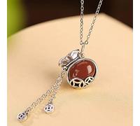 JZWCHQ Collar de Plata esterlina para Mujeres Feng Shui Collar wu lou/Calabash Colgante Bolso Encanto Collar de Plata Collar de Colcha de gofer dentos Regalos de joyería Buena Suerte Amuleto, wu lou