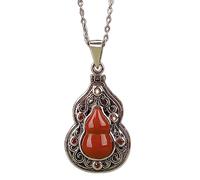 JZWCHQ Collar Feng Shui Collar de Plata esterlina Agata Natural CARRZO WU LOU CLECTO CARLACIÓN POSTENTO COLETO DE COCHORA DE Plata Antigua