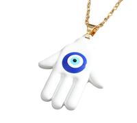 JZWCHQ Collar Hamsa para Mujeres y Hombres, Multicolor Hamsa Hand Evil Oye Collar de Ojo Azul Cadena de suéter de Mano de Ojo Azul Fátima, Mano de Fátima con Ojo Turco Turco