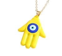 JZWCHQ Collar Hamsa para Mujeres y Hombres, Multicolor Hamsa Hand Evil Oye Collar de Ojo Azul Cadena de suéter de Mano de Ojo Azul Fátima, Mano de Fátima con Ojo Turco Turco