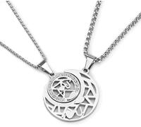 JZWCHQ Collar Hombres, Collar Joyas de Cadena de Collar Mujeres Colgantes Collar Letra empalmante de Sol y Luna Collar de Pareja Hueca