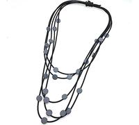 JZWCHQ Collar para Mujeres Cadena Colgante Collares Hechos a Mano 5 Cadenas Color Rojo púrpura de Cuero Largo Lujo