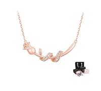 JZWCHQ Collares con colgante de plata 925, cadena de clavícula, elegante y suave, collar de rosa envuelto para novia, esposa y mujer