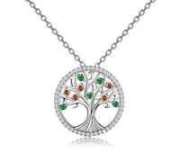 JZWCHQ Collares de árbol de la vida Platino Colgantes con Spinel Stones Collar de la joyería para las mujeres Regalo de boda hecho en China, Green