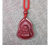 JZWCHQ Collares Feng Shui Encanto Colgante Collar Natural Cinnabar Cristal Buddha guanyin Collar con Amuleto de Cordero Trenzado atraer Suerte de espíritus malignos, Regalo de joyería de guanyin