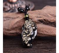 JZWCHQ Collares obsidiana de Oro pi xiu Colgante Colgante Cadena de Cuentas talladas Negros Negros Collar Riqueza Riqueza Amuleto Feng Shui Collar para éxito