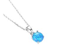 JZWCHQ Collares puros 925 para mujer, collar con colgante redondo de ópalo de fuego, exquisitos regalos de joyería, fabricado en China, A