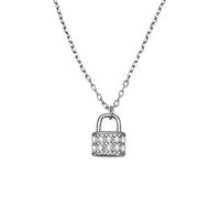 JZWCHQ Collares, S925 Collar de Bloqueo de Cristal Pavé S925 Mujeres Románticas Joyas de cumpleaños de Cumpleaños Regalo de Amistad/