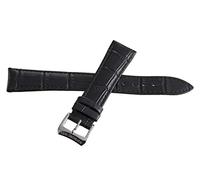 JZWCHQ Correa de banda de reloj de cuero negro de Raymondweil de 19 mm con hebilla de acero inoxidable plateado V2.18