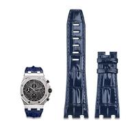 JZWCHQ Correa de Cuero importada de 28 mm para Ap para Audemars Piguet 42 mm para Royal Oak Offshore Watch Accesorios Pin Hebilla 15710/15703 (Color: Correa Negra, tamaño: con Hebilla Plateada)