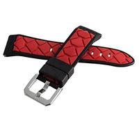 JZWCHQ Correa de la banda de reloj de goma roja y negra de Locman Men's 24 mm con hebilla plateada