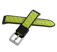 JZWCHQ Correa de la banda de relojes de goma verde y negro de 20 mm de Locman Men con hebilla plateada
