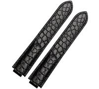 JZWCHQ Correa de reloj de cuero de cocodrilo americano adecuada para globo azul convexa correa de cuero 18 20 mm hombres y mujeres negros