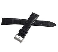 JZWCHQ Correa de reloj de piel negra de 19 mm con hebilla de acero inoxidable plateada V3.17