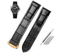 JZWCHQ Correa impermeable Eds curvo de cuero genuino Correa de reloj de silicona para pulsera de muñeca Omega Seamaster 007 con hebilla plegable