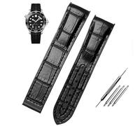 JZWCHQ Correa impermeable Eds curvo de cuero genuino Correa de reloj de silicona para pulsera de muñeca Omega Seamaster 007 con hebilla plegable